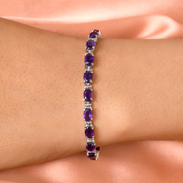 Afrikanisches Amethyst-Armband, ca. 20 cm, Edelstahl, ca. 10.13 ct image number 3