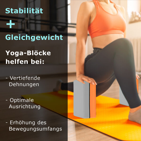 Yoga Block aus Eva-Schaum, Orange-Grau image number 3