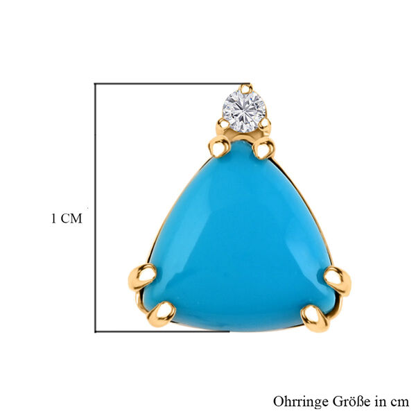 LUXORO zertifiziert und geprüft AAA Sleeping Beauty Türkis und Diamant Ohrringe in 417 Gold - 3,50 ct. image number 4
