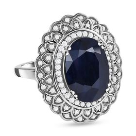 Diffundierter, blauer Saphir und Zirkon-Ring - 7,32 ct.