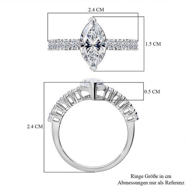 LUXURIANT DIAMOND - Lab Grown Diamant VS-EF SGL zertifiziert Ring 950 Platin (Größe 20.00) ca. 2.50 ct image number 4