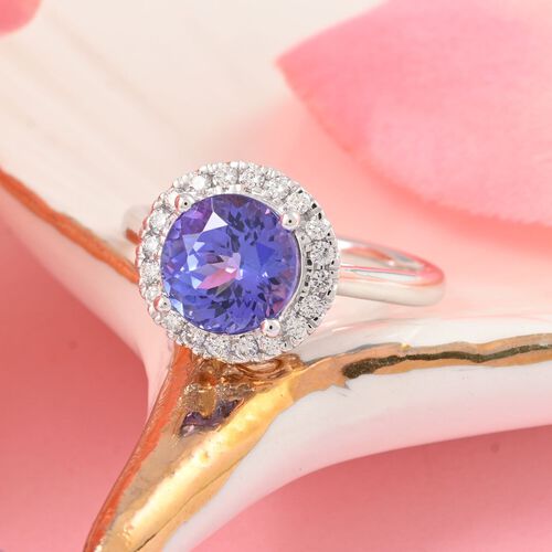 Rhapsody AAAA Tansanit, Weißer Diamant Ring 950 Platin (Größe 17.00) ca. 2,44 ct image number 1