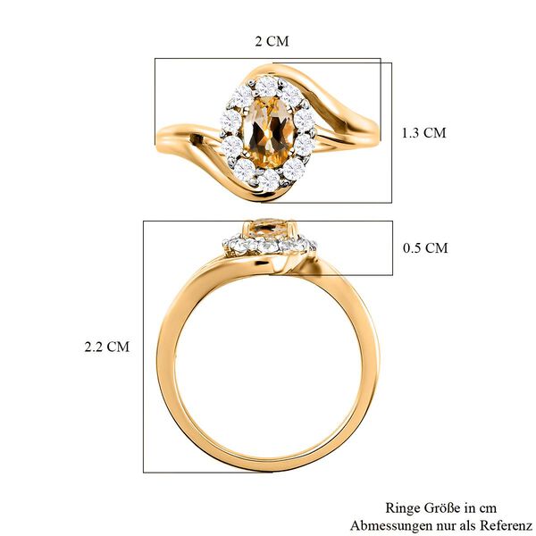 Kaiserlicher Topas und Zirkon-Halo-Bypass-Ring, 925 Silber vergoldet, 1,01 ct. image number 7