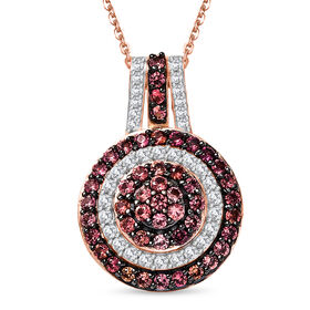 D'Joy AA Padparadscha Saphir, Weißer Zirkon Schmuckset ca. 50 cm 925 Silber 750 Roségold Vermeil ca. 1,32 ct.