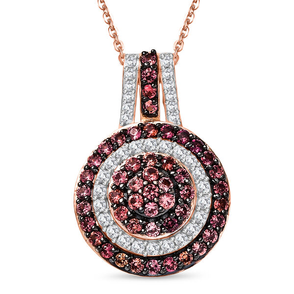 D'Joy AA Padparadscha Saphir und Zirkon Anh&auml;nger mit 50cm Kette - 1,32 ct.