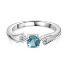 Blauer Apatit, Weißer Zirkon Ring 925 Silber rhodiniert (Größe 17.00) ca. 0,78 ct
