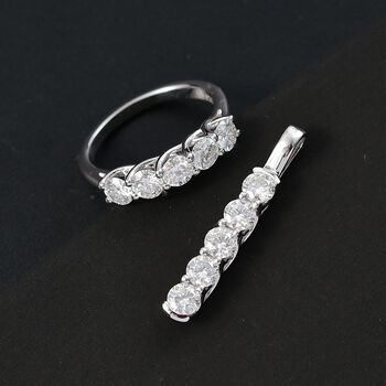 Moissanit Schmuckset, 925 Silber rhodiniert - 2,50 ct.