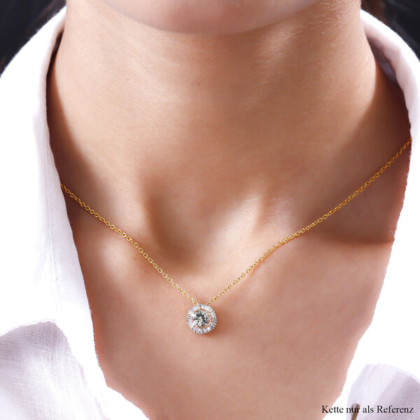 ILIANA AAA Turkizit und Diamant Halo-Anh&auml;nger in 750 Gold image number 2