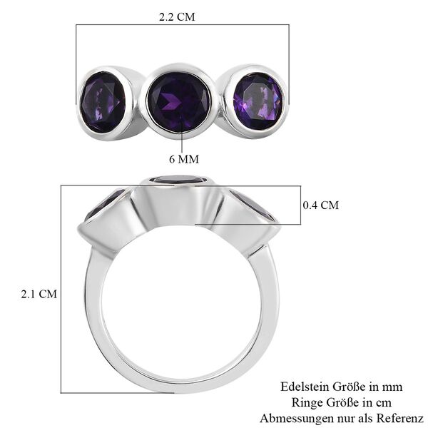 Marokkanischer Amethyst 3 Stein Ring 925 Silber Platin-&Uuml;berzug image number 7
