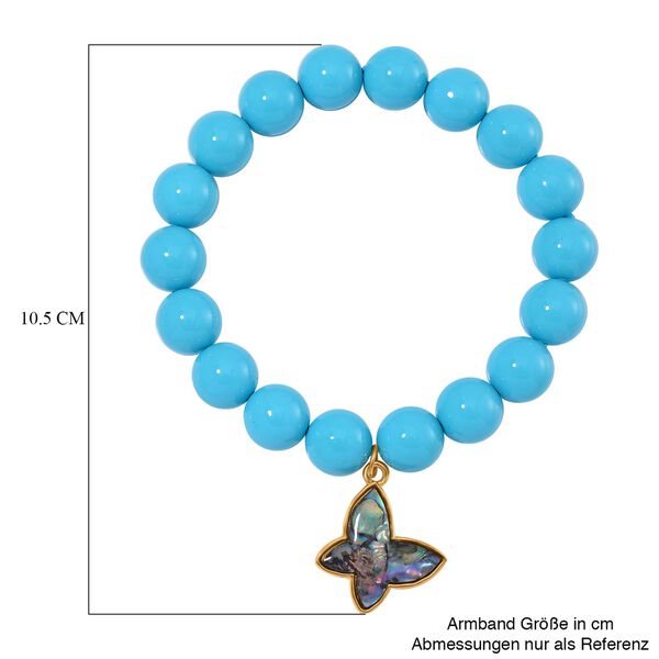 Sleeping Beauty Türkis farbe Muschelperle, Abalone Muschel Armband BR-Stretch Standard gelb vergoldet image number 5