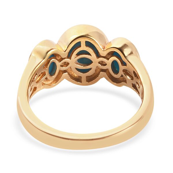 Nat&uuml;rlicher Sleeping Beauty T&uuml;rkis Ring 925 Silber 585 Vergoldet image number 3