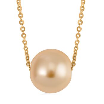 Goldene Muschelkernperle Halskette ca. 43 cm 925 Silber vergoldet