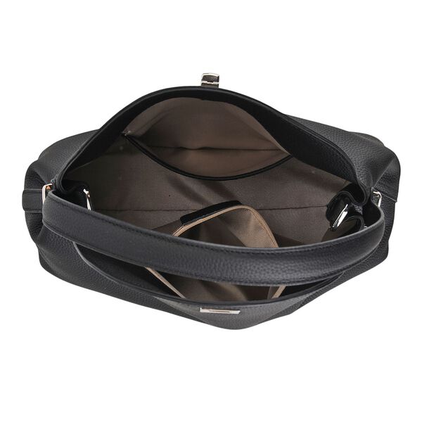 "Genuine Leather crossbody bag Color:Black Size:32*19*11cm        Wall: Genuine Leather Lining: Polyester Exterior:lock-1 Interior: zipped-1,slid-1" image number 5