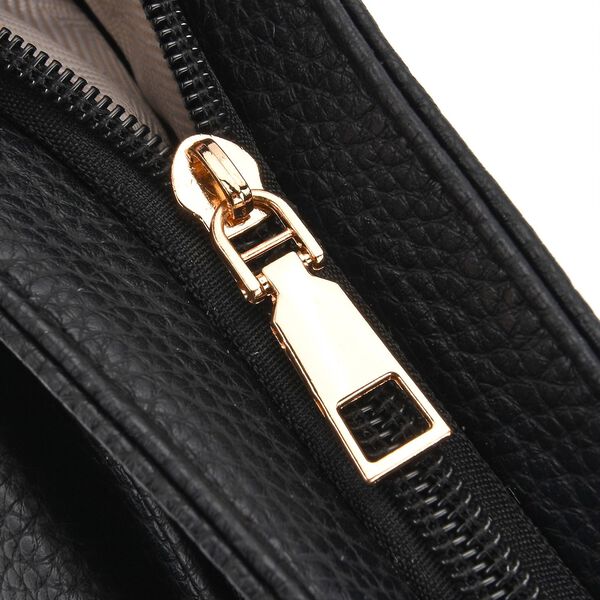 Crossbody-Tasche mit gewebtem Schulterriemen und Rei&szlig;verschlussf&auml;chern, 24x28 cm, Tiefschwarz image number 7