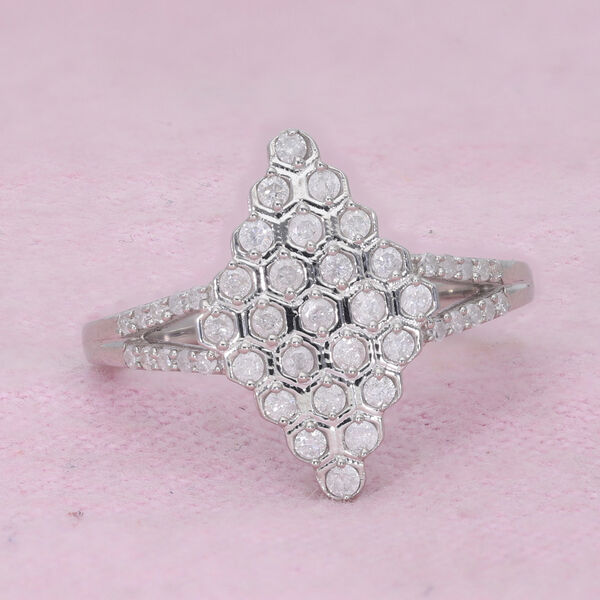 Diamant Cluster Ring 925 Silber platiniert  ca. 0,50 ct image number 2