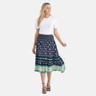Maxirock mit sommerlichem Blumenprint und elastischem Bund, 75 cm Länge, 100% Viskose, Blau