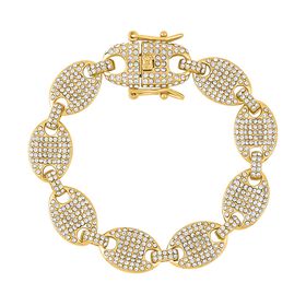 Weißes Kristall-Armband, ca. 19 cm, goldfarben