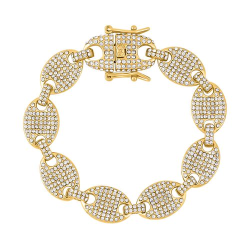 Weißes Kristall-Armband, ca. 19 cm, goldfarben image number 0