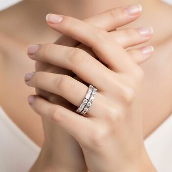 LUSTRO STELLA 2er-Set wei&szlig;e Zirkonia Eternity Bandringe