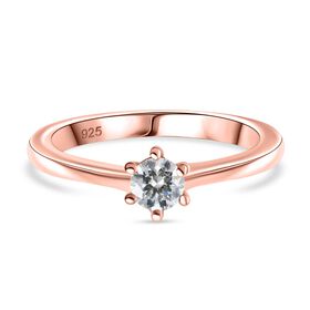 Moissanit Ring 925 Silber Roségold Vermeil (Größe 21.00) ca. 0,24 ct