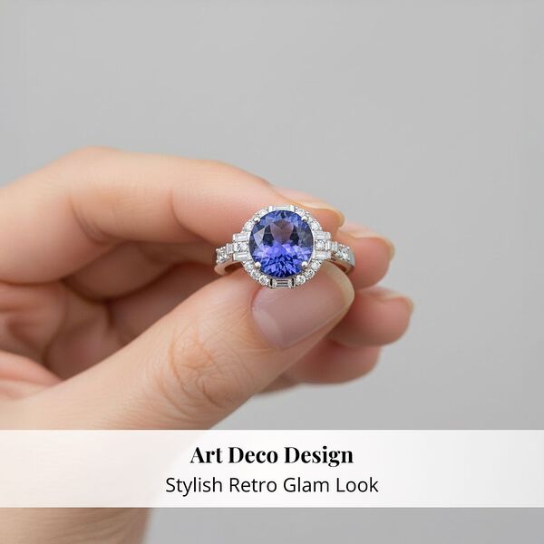 Rhapsody AAAA Tansanit, Wei&szlig;er Diamant Ring 950 Platin (Gr&ouml;&szlig;e 20.00) ca. 4,04 ct image number 4