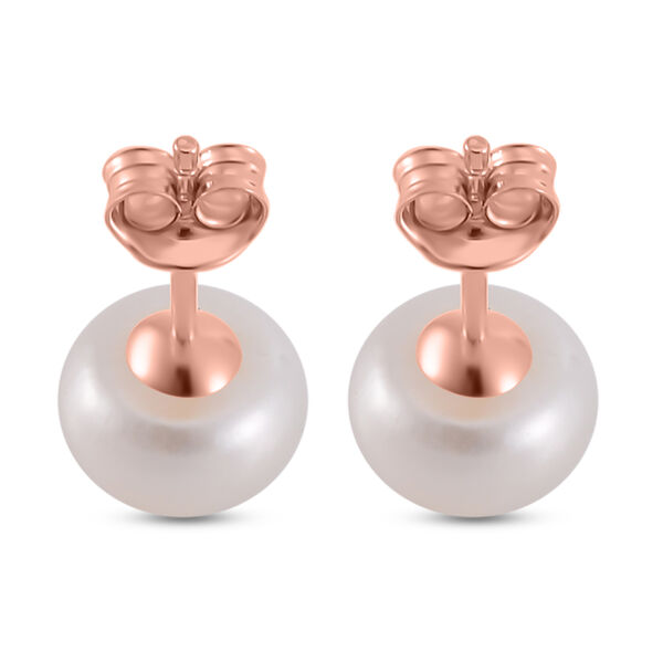 Weiße Süßwasser Perle Ohrstecker, 925 Silber 750 Roségold Vermeil image number 5