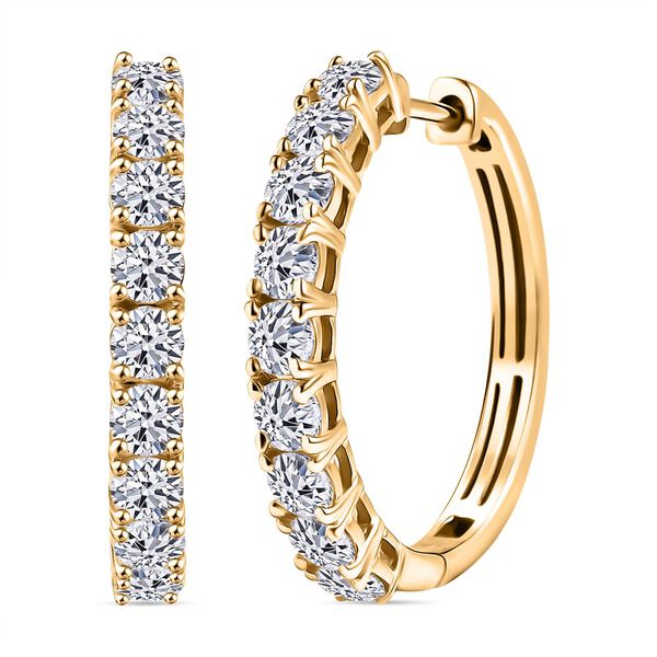 D'Joy Moissanit Ohrringe, 925 Silber 750 Gelbgold Vermeil - 1,85 ct.