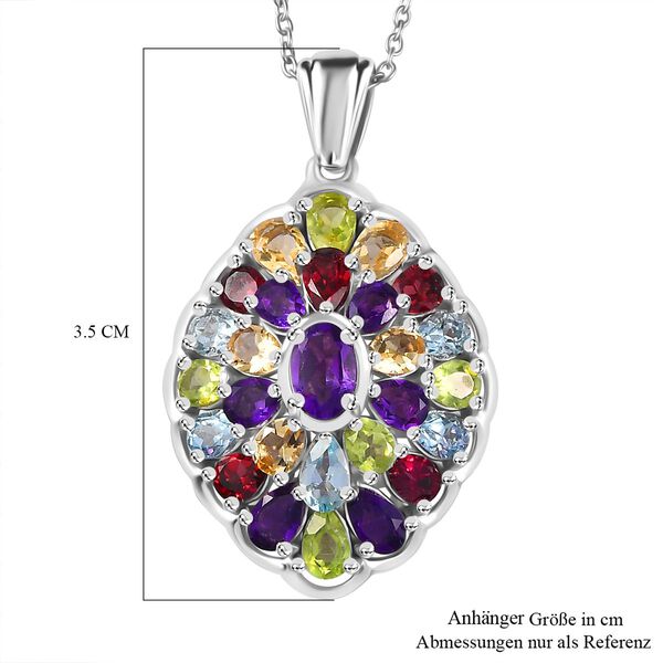 Mehrfarbig Edelstein Anhänger mit Kette, 925 Silber rhodiniert, ca. 1,00g 5.50 ct image number 7