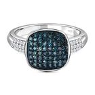 Blauer Diamant Ring, 925 Silber platiniert (Größe 20.00) ca. 0.50 ct