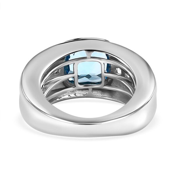 AA Elektrischer Blau Topas, wei&szlig;er Zirkon Ring, 925 Silber platiniert (Gr&ouml;&szlig;e 16.00) ca. 4.74 ct image number 6