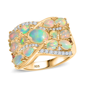 AA nat&uuml;rlicher, &auml;thiopischer Welo Opal, Multi-Turmalin und Zirkon Ring - 2,52 ct.
