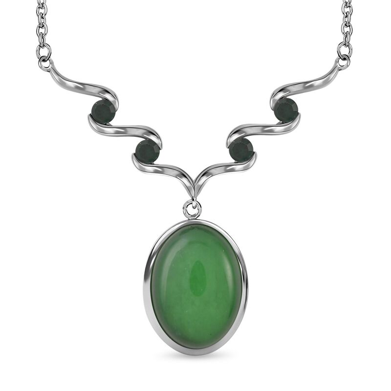 Grüne Aventurin und neongrüne Kristall-Halskette, 50 cm - 10 ct. image number 0