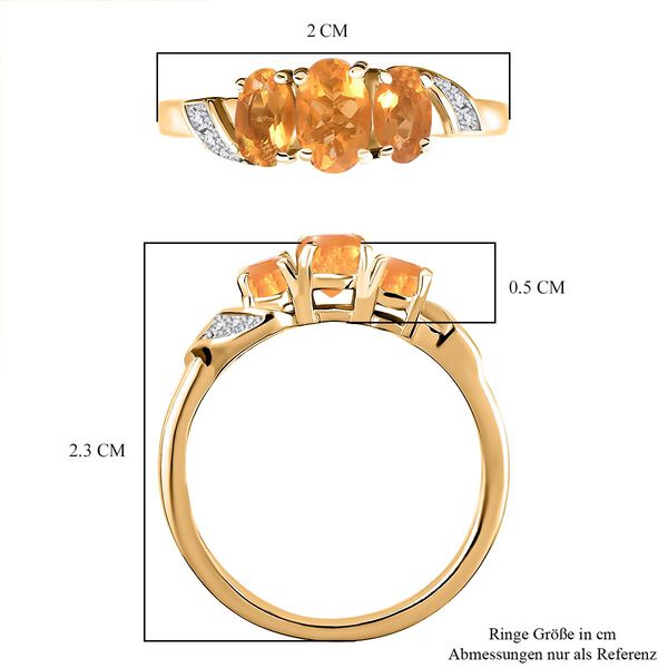 Salamanca Feueropal Ring 925 Silber 750 Gelbgold Vermeil (Größe 17.00) ca. 0,70 ct image number 7