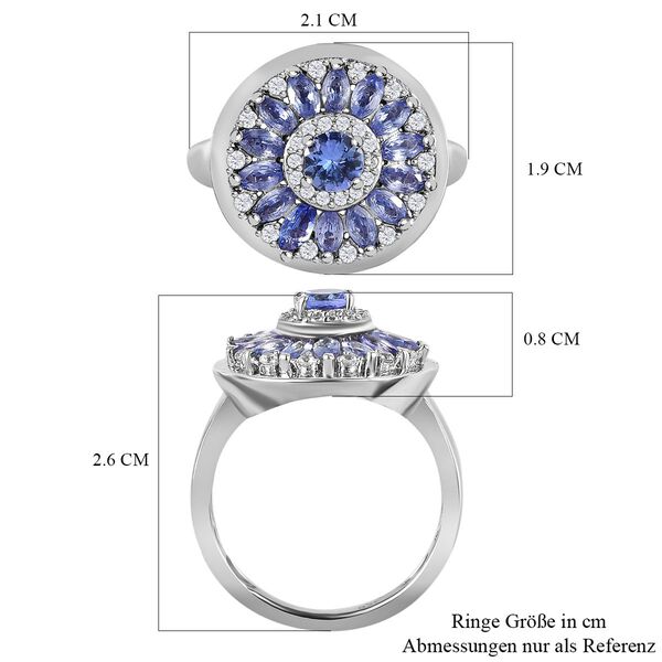 Tansanit und Zirkon Cocktail Ring - 1,76 ct. image number 7