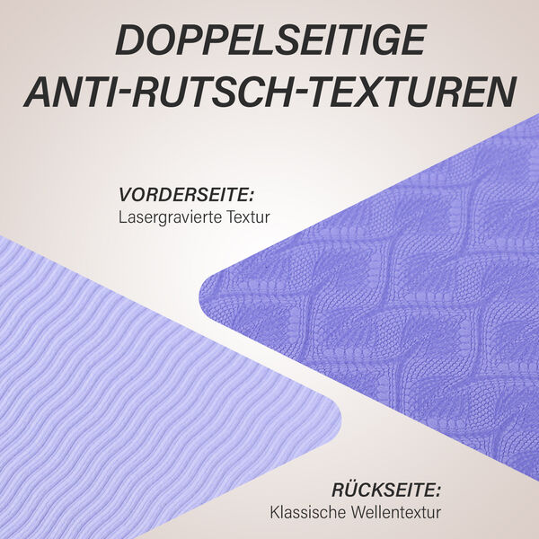 Rutschfeste Fitness-Yogamatte mit Trageriemen, Lila image number 6