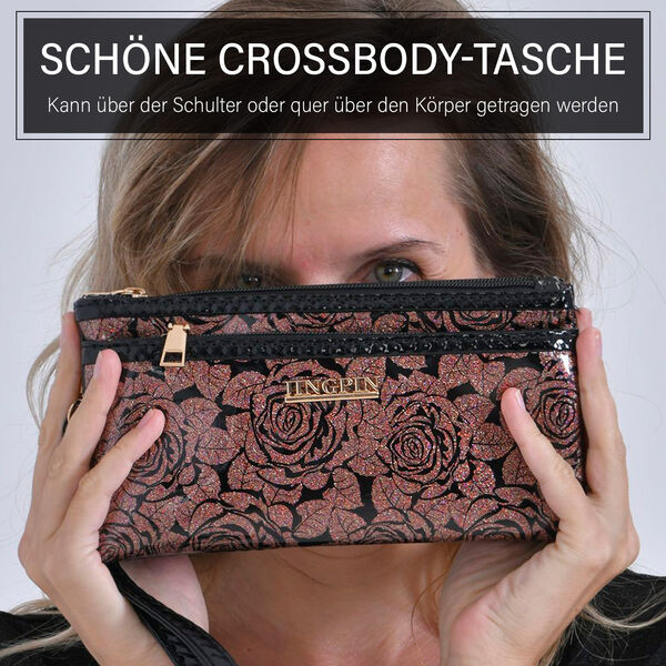 Stylische Sling Crossbody Tasche mit Rosenmuster, Ros&eacute;gold image number 2