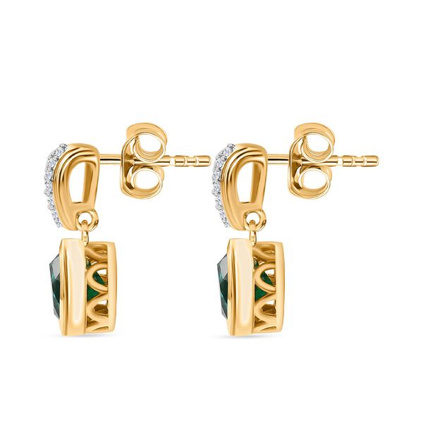 Pfau Quarz Triplette, Wei&szlig;er Zirkon Ohrringe 925 Silber 750 Gelbgold Vermeil ca. 2,89 ct. image number 5