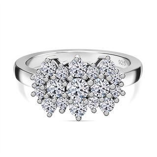 Moissanit Ring, 925 Silber platiniert (Größe 17.00) ca. 1.04 ct