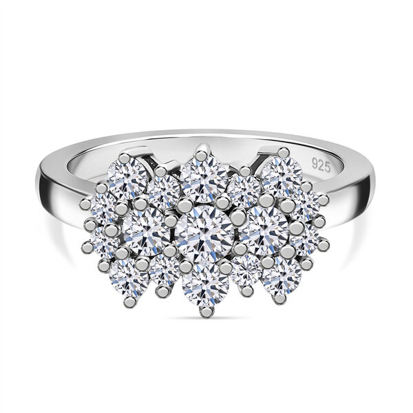 Moissanit Ring, 925 Silber platiniert (Gr&ouml;&szlig;e 17.00) ca. 1.04 ct