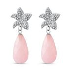 Rosenquarz und Kristall-Ohrringe, Edelstahl ca. 14.10 ct