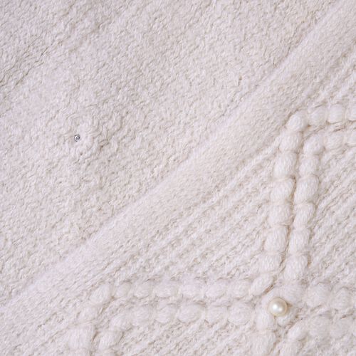 Strickschal mit Quasten und Perlen, Beige image number 1