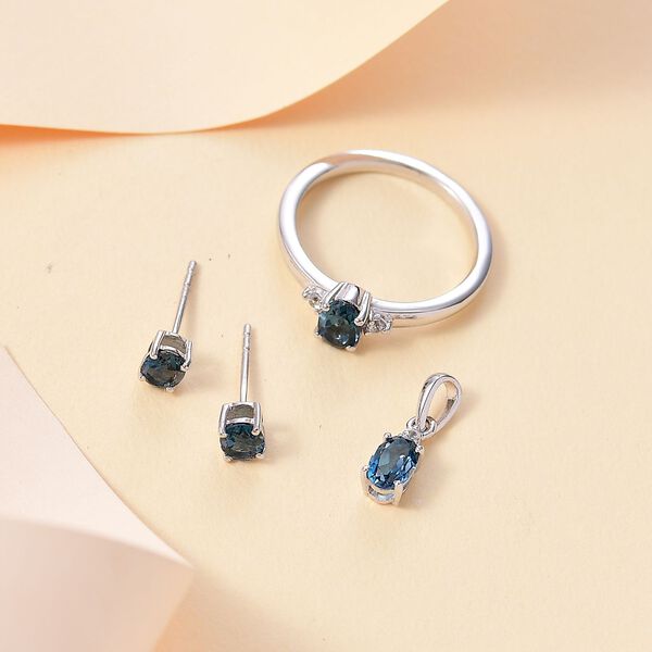 London Blautopas und Zirkon Schmuckset - 1,98 ct. image number 2