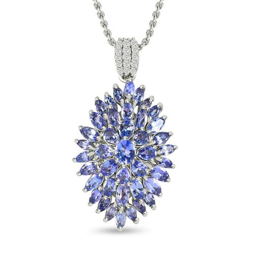 Tansanit und Zirkon Anhänger mit 50cm Kette - 5,55 ct. image number 0
