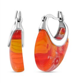 Orange Huggie-Ohrringe im Murano-Stil