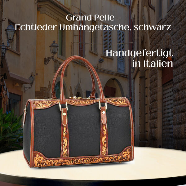 Grand Pelle  - Echtleder Umhängetasche, 34,5x15x21 cm, schwarz image number 2