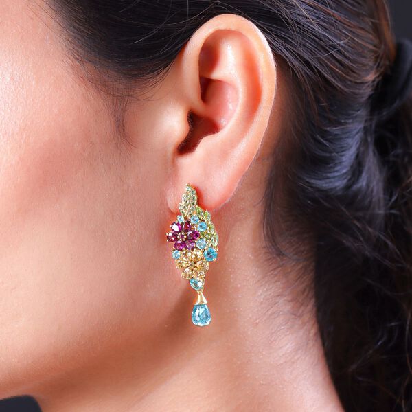 GP Italian Garden Kollektion - Florale, mehrfarbige Edelstein-Ohrringe in Silber image number 3