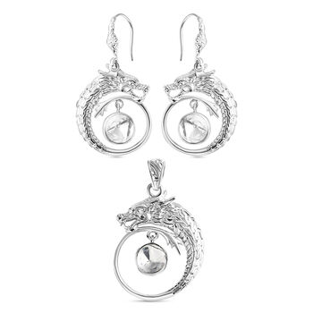 Royal Bali Kollektion - Moissanit Drachen Anh&auml;nger und Ohrringe