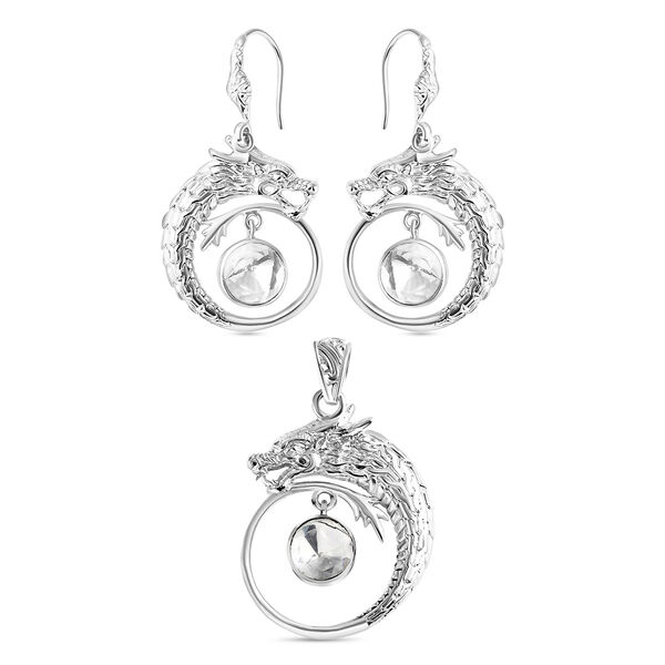 Royal Bali Kollektion - Moissanit Drachen Anh&auml;nger und Ohrringe image number 0