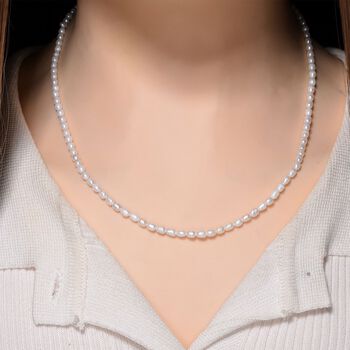 D'Joy wei&szlig;e S&uuml;&szlig;wasser Perle 45+5cm Halskette