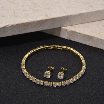 Wei&szlig;er Zirkonia Schmuckset Nickelfreies Messing vergoldet